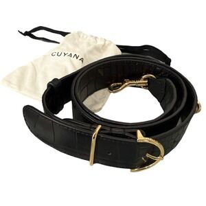 NEW Cuyana Black Croc Embossed Leather Adjustable Handbag Shoulder Strap